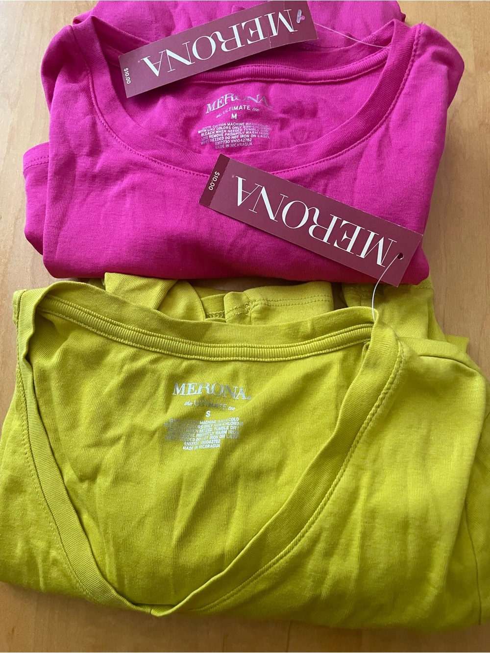 2 Merona Casual Long Sleeve Tops in Pink & Yellow-Lime Small-Medium New With Tag - Picture 4 of 8